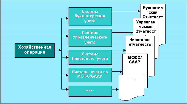 Отражение хозяйственных операций параллельно в нескольких системах учета