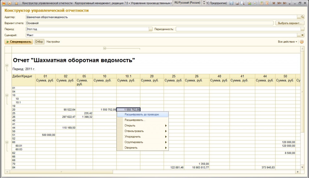 оборотная ведомость образец скачать